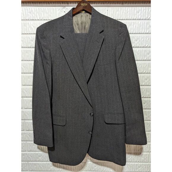 Oakton Ltd. Men's Gray Wool Pinstripe Pant Suit Size 46L - Picture 2 of 10